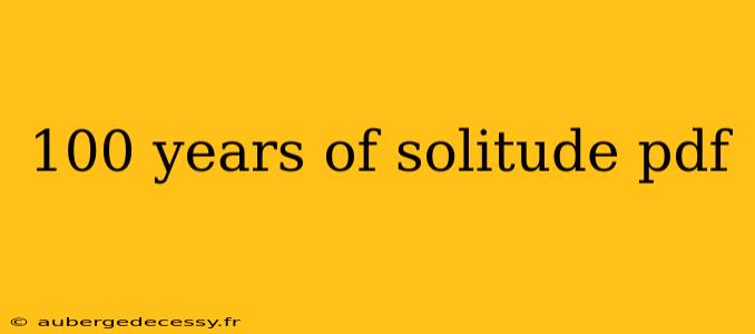 100 years of solitude pdf