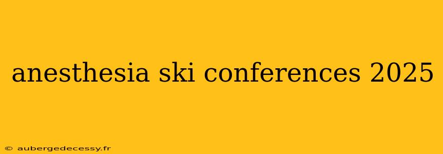 anesthesia ski conferences 2025