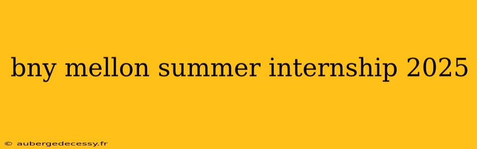 bny mellon summer internship 2025