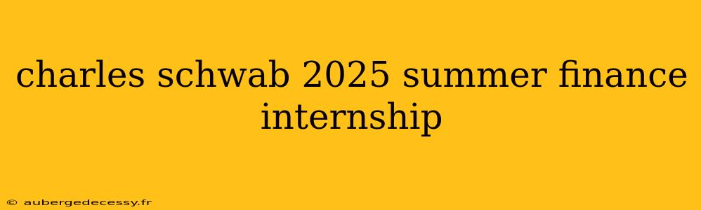 charles schwab 2025 summer finance internship