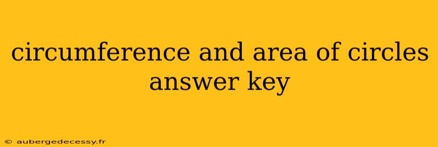 circumference and area of circles answer key