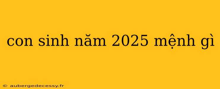 con sinh năm 2025 mệnh gì