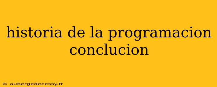 historia de la programacion conclucion