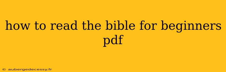 how to read the bible for beginners pdf