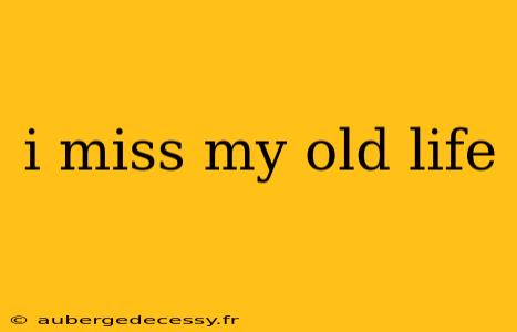 i miss my old life