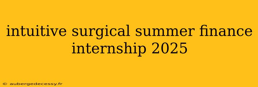 intuitive surgical summer finance internship 2025