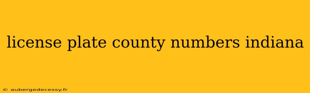 license plate county numbers indiana