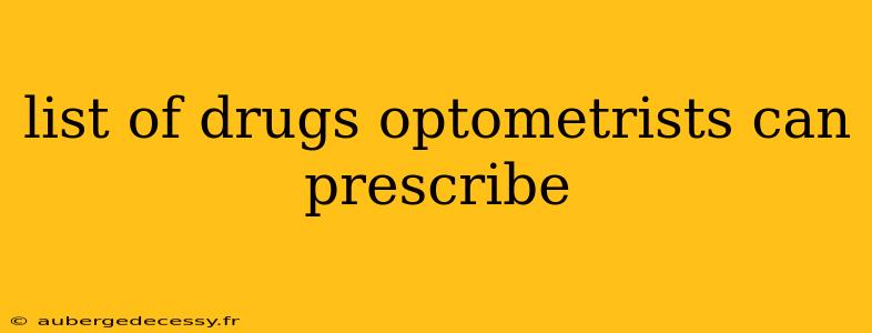 list of drugs optometrists can prescribe