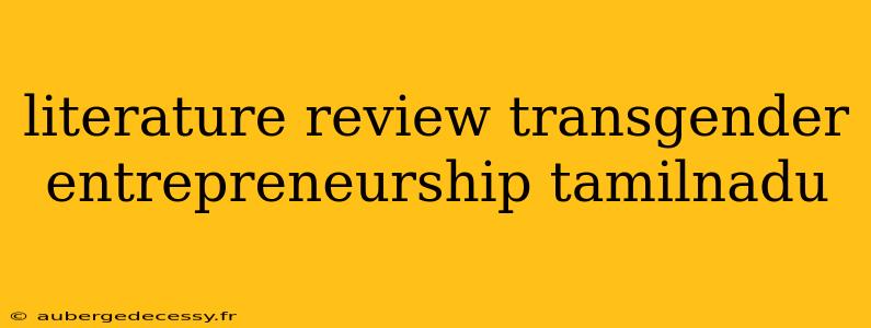 literature review transgender entrepreneurship tamilnadu