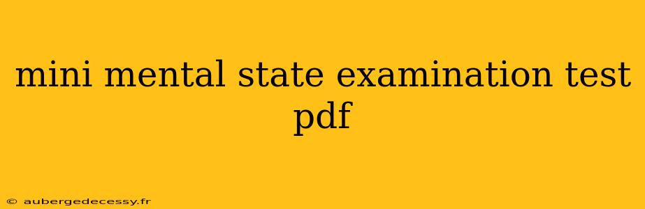 mini mental state examination test pdf