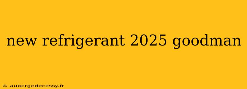 new refrigerant 2025 goodman