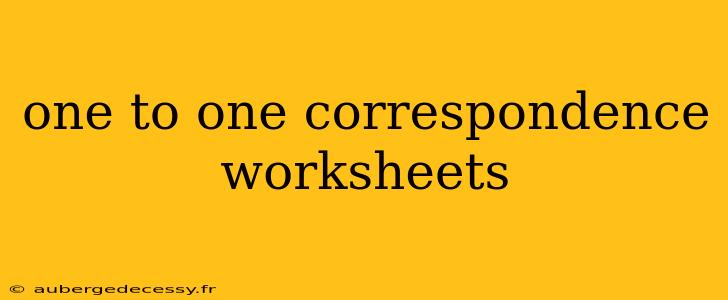 one to one correspondence worksheets