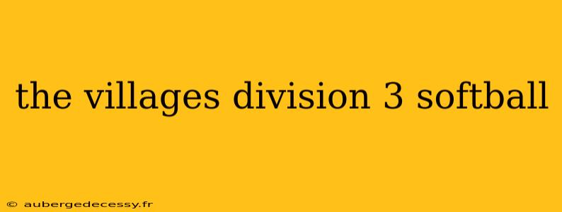 the villages division 3 softball