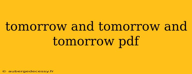 tomorrow and tomorrow and tomorrow pdf