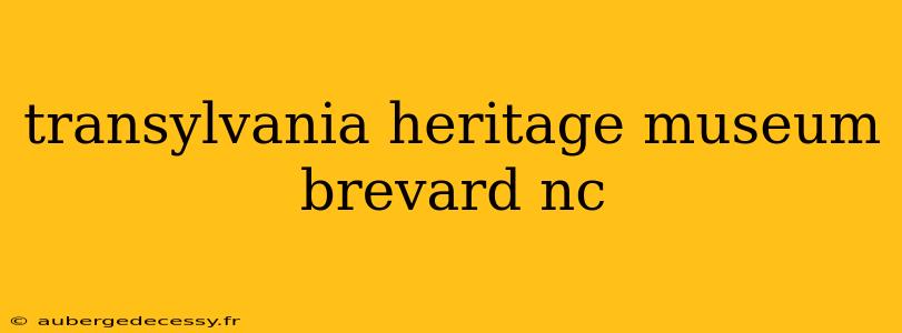 transylvania heritage museum brevard nc