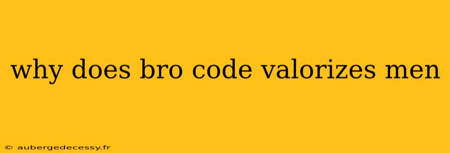 why does bro code valorizes men