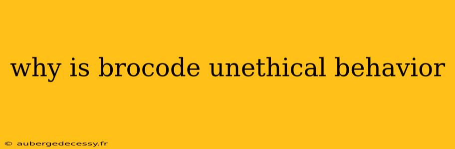 why is brocode unethical behavior